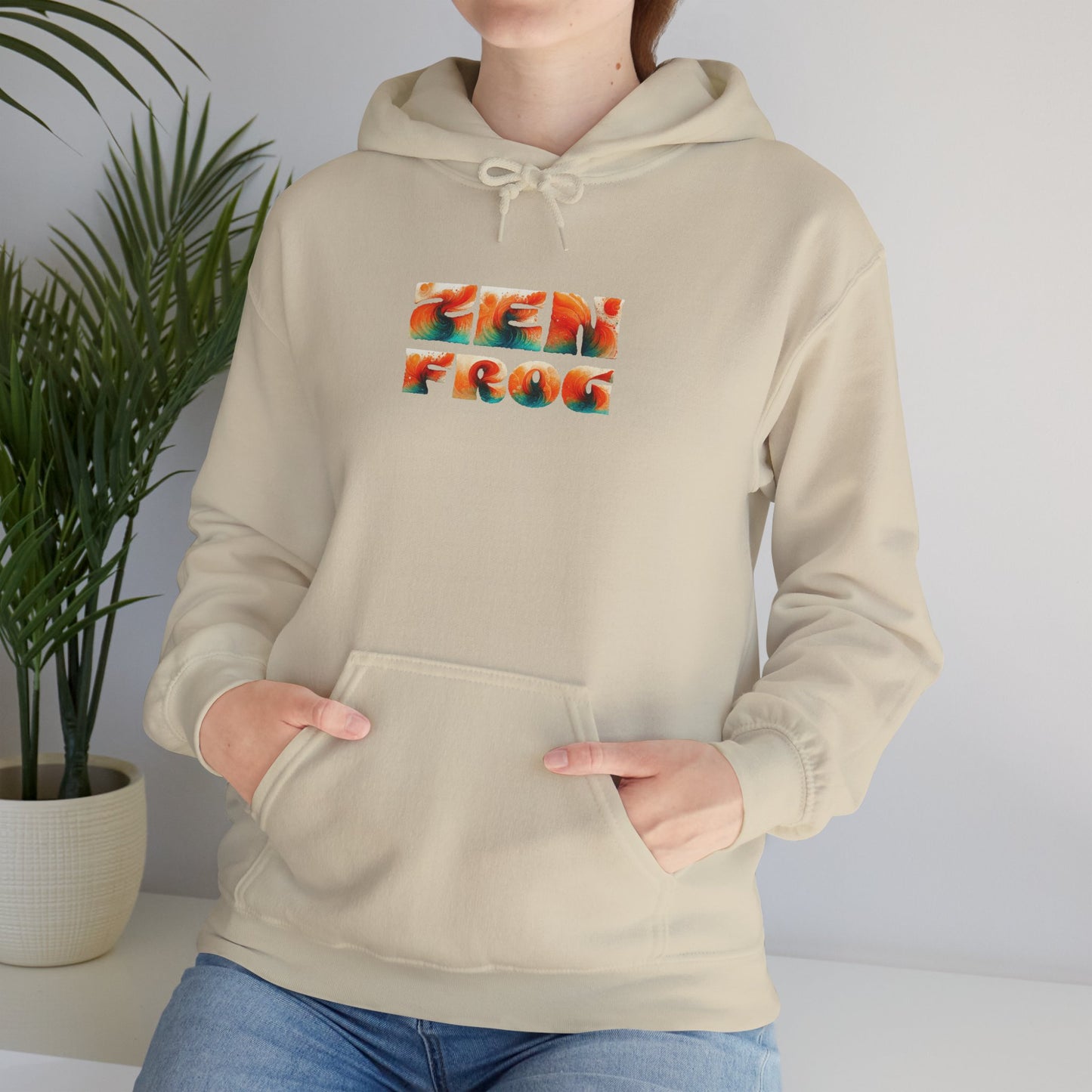 Vibrant Unisex Hoodie with Zen Frog and Snake Design, Cool Gift for Nature Lovers, Casual Wear for All Occasions, Gift for Her, Cool Hoodies