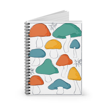 Colorful Mushroom Spiral Notebook for Nature Lovers, Eco-Friendly Journal, Study Guide, Personal Diary, Gifts for Writers