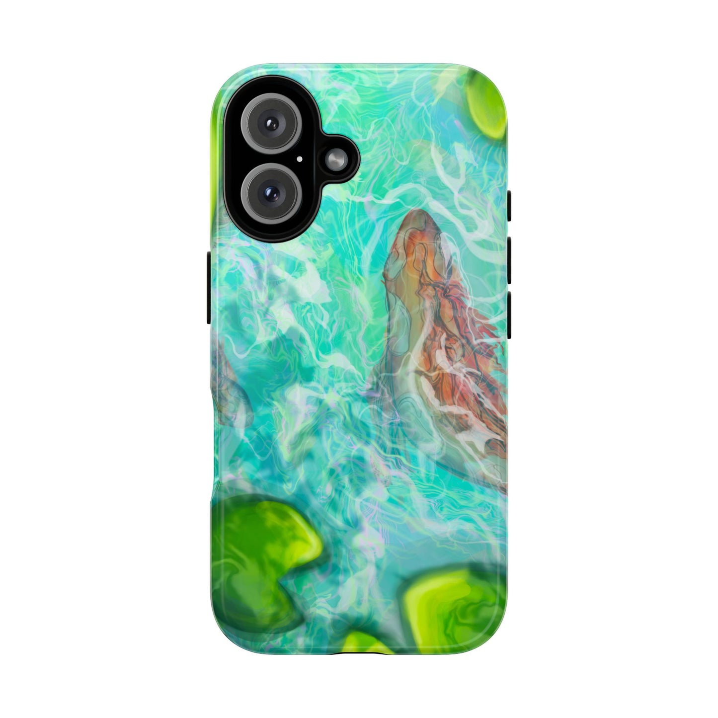 Watercolor Phone Case, Nature Lover Gift, Tough Phone Cover, Phone Accessory, Unique Design for Spring/Summer, Lily Pad, Fish Pond