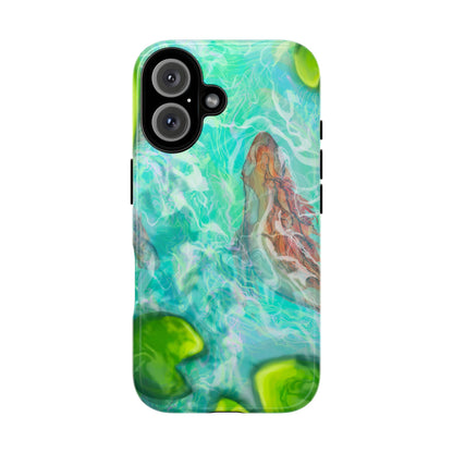 Watercolor Phone Case, Nature Lover Gift, Tough Phone Cover, Phone Accessory, Unique Design for Spring/Summer, Lily Pad, Fish Pond