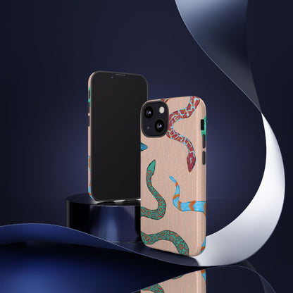 Colorful Snake Phone Case, Tough Phone Case, Unique Phone Cover, Animal Print Case, Gifts for Her, Trendy Accessories