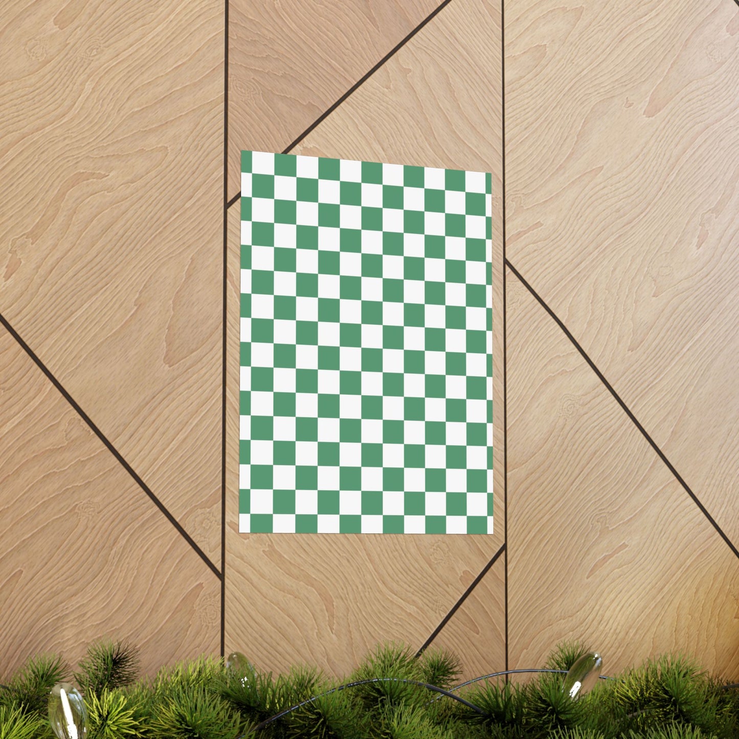 Green Checkerboard Matte Vertical Posters | Home Decor, Wall Art, Living Room Accent, Patterned Prints, Gift for Art Lovers