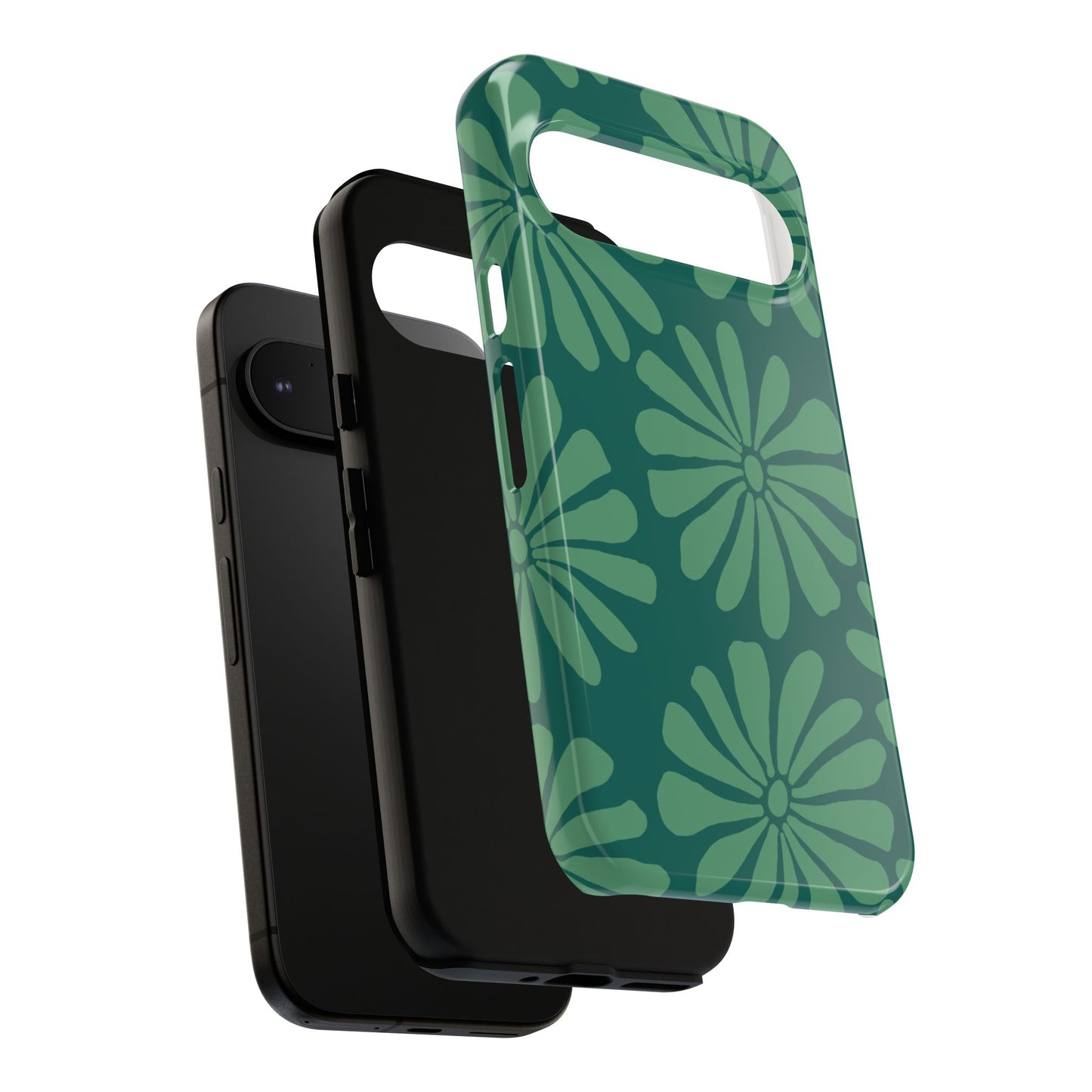 Stylish iPhone Case, Floral Phone Cover, Tough Phone Cases, Green Daisy Design, Unique Gift for Her, Spring Accessories