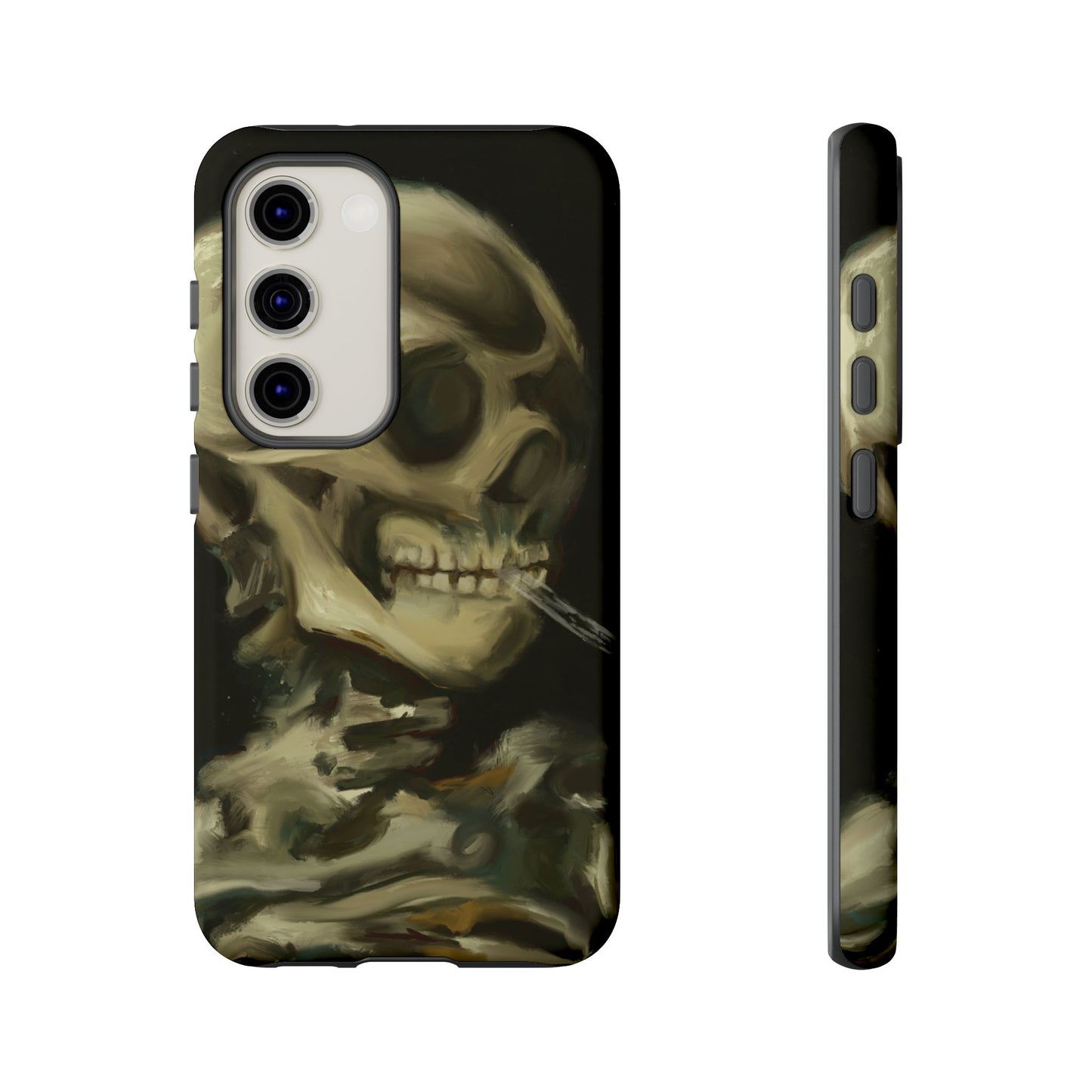 Skull Phone Case - Tough Cases, Macabre Style, Unique Accessories, Perfect for Halloween, Gothic Decor, Edgy Gift Idea | Van Gogh Reimagined, Abstract Twist on  Van Gogh's Skeleton with Burning Cigarette