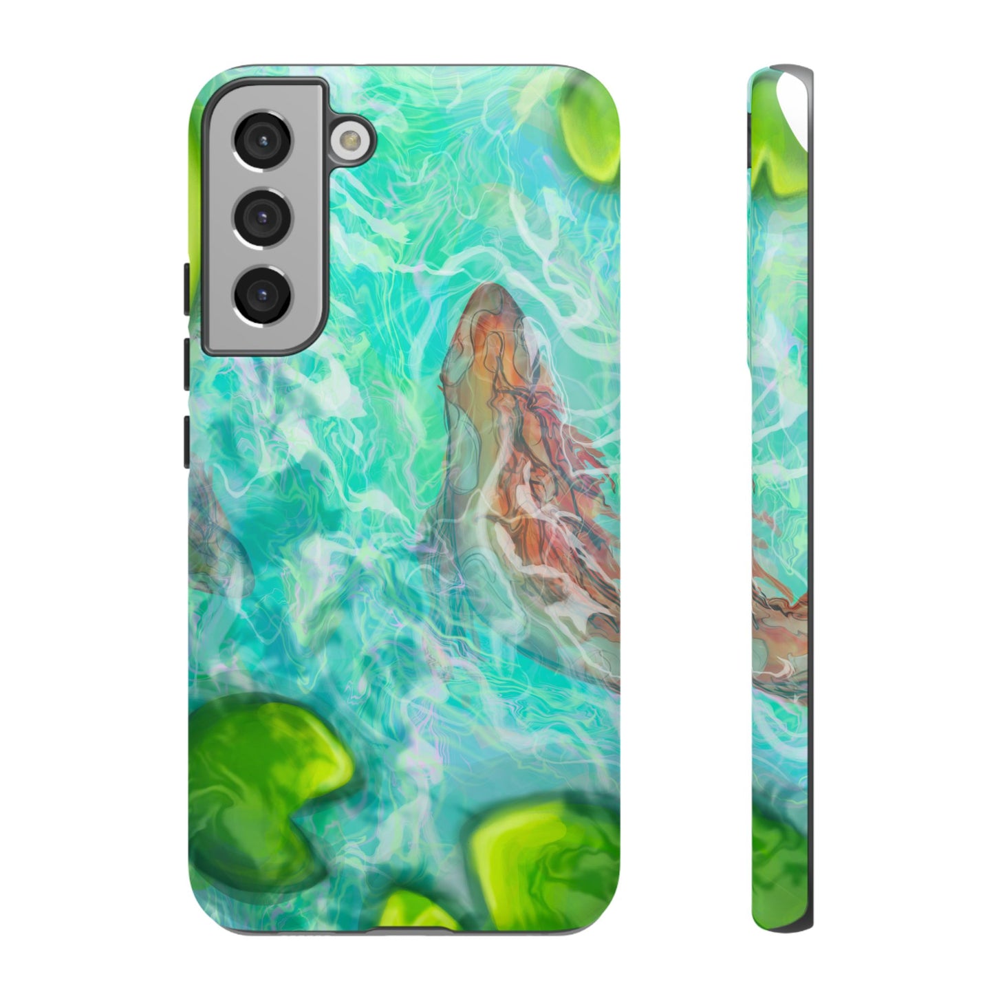 Watercolor Phone Case, Nature Lover Gift, Tough Phone Cover, Phone Accessory, Unique Design for Spring/Summer, Lily Pad, Fish Pond