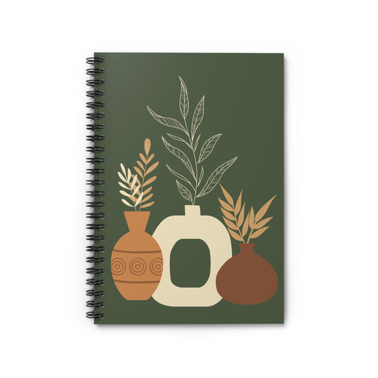 Boho Floral Spiral Notebook, Eco-Friendly Journal for Note-Taking, Sketching, Gift for Writers, Students, Housewarming Decor