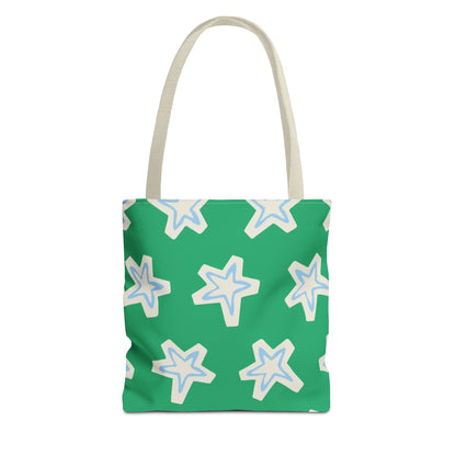 Starry Green AOP Tote Bag | Stylish Grocery Tote, Eco-Friendly Bag, Beach Bag, Weekend Getaway, Custom Design