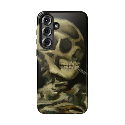 Skull Phone Case - Tough Cases, Macabre Style, Unique Accessories, Perfect for Halloween, Gothic Decor, Edgy Gift Idea | Van Gogh Reimagined, Abstract Twist on  Van Gogh's Skeleton with Burning Cigarette