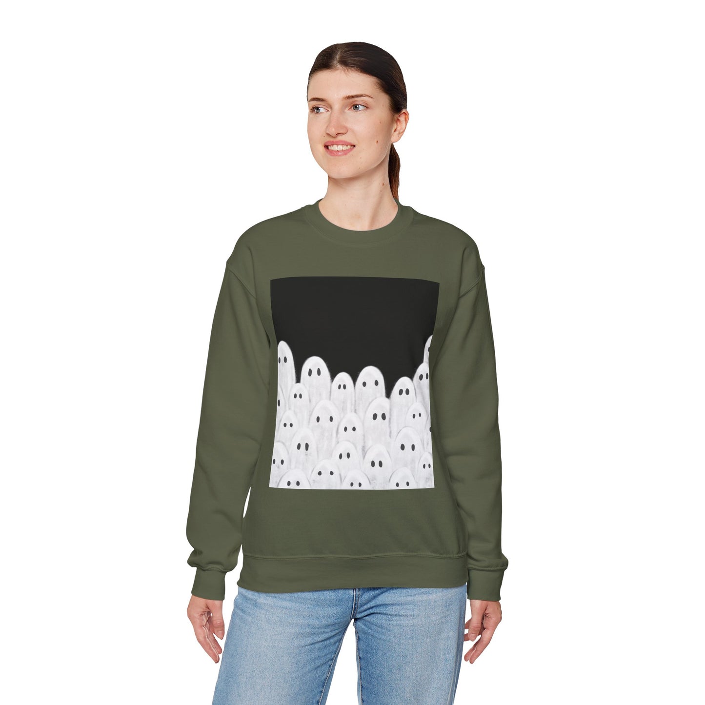 Painted Ghosts Crewneck | Cozy Sweatshirt, Perfect for Halloween, Fall, and Spooky Season