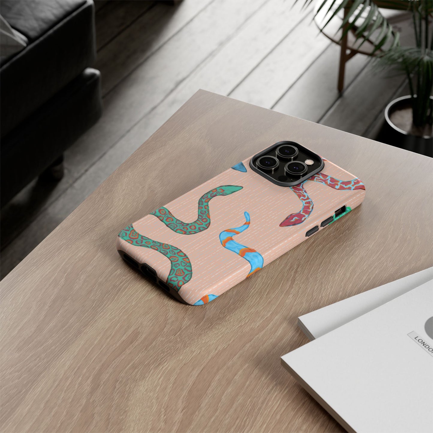 Colorful Snake Phone Case, Tough Phone Case, Unique Phone Cover, Animal Print Case, Gifts for Her, Trendy Accessories