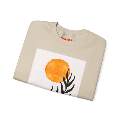 Bohemian Sun & Leaf Crewneck Sweatshirt, Cozy Unisex Sweatshirt, Nature-Inspired Apparel, Fall Fashion, Gift for Nature Lovers