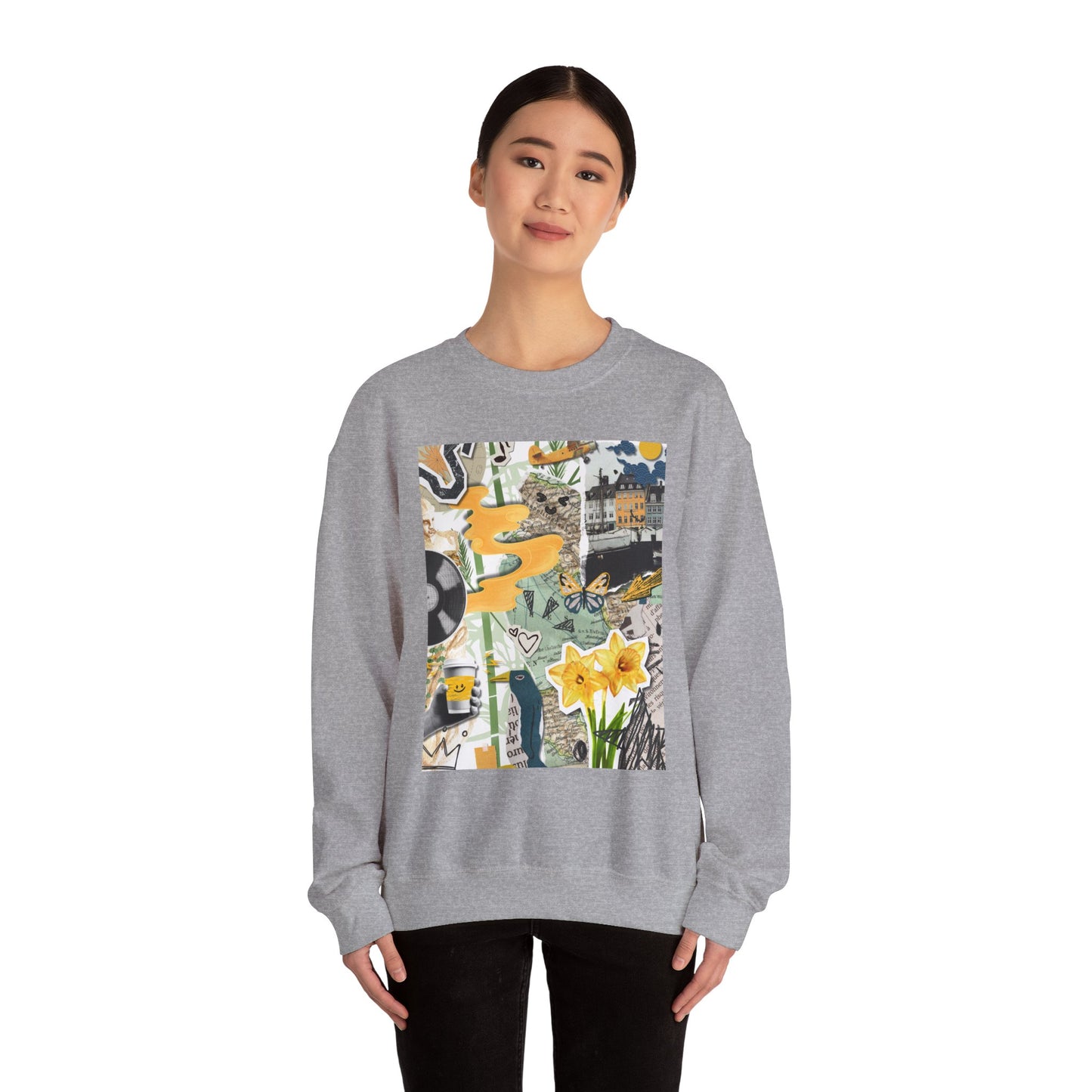 Vibrant Art Sweatshirt for Creatives, Cozy Fall Layering, Gift for Artists, Unique Graphic Pullovers, Casual Everyday Wear, Abstract, Vintage, Collage, Crewneck, Cool Hoodies