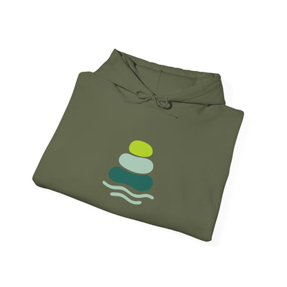 Serene Stacked Stones Hoodie, Unisex Sweatshirt for Mindfulness, Cozy Layer for Relaxation, Gift for Yoga Lovers, Perfect for Meditation