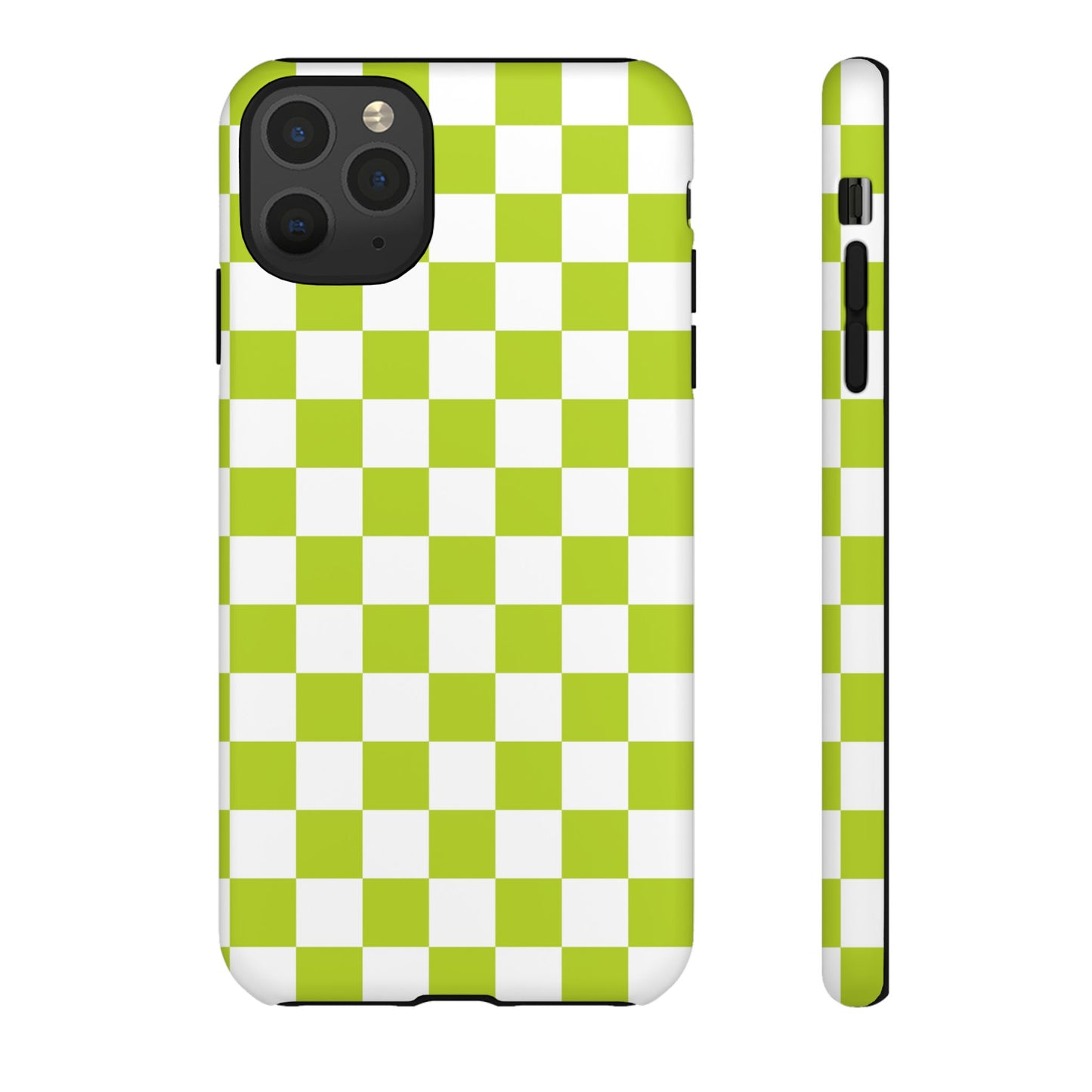Lively Checker Pattern Phone Case | Tough Cases, Green Checkered Design, Unique Cell Phone Cover, Trendy Accessory, Gift Idea