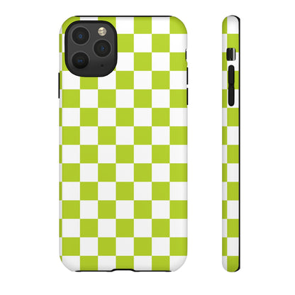 Lively Checker Pattern Phone Case | Tough Cases, Green Checkered Design, Unique Cell Phone Cover, Trendy Accessory, Gift Idea