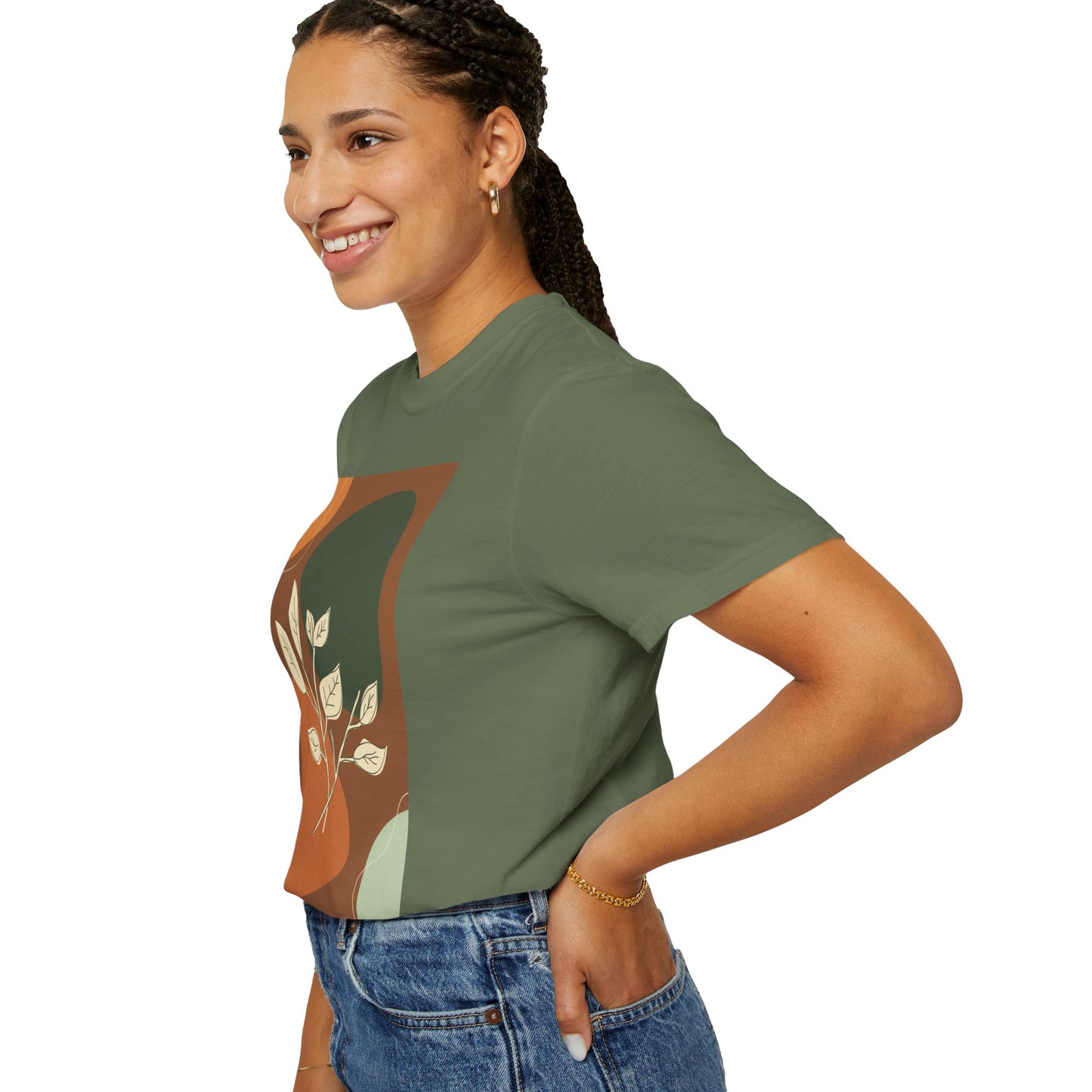 Boho Leafy T-Shirt, Unisex Short Sleeve Tee, Casual Wear, Earthy Aesthetic, Gifts for Nature Lovers, Comfortable Everyday Style