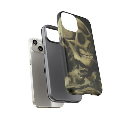 Skull Phone Case - Tough Cases, Macabre Style, Unique Accessories, Perfect for Halloween, Gothic Decor, Edgy Gift Idea | Van Gogh Reimagined, Abstract Twist on  Van Gogh's Skeleton with Burning Cigarette