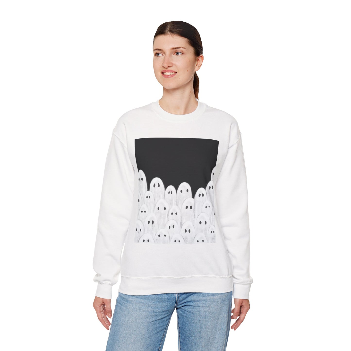 Painted Ghosts Crewneck | Cozy Sweatshirt, Perfect for Halloween, Fall, and Spooky Season