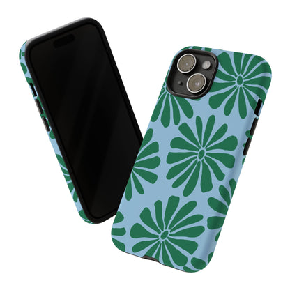 Stylish iPhone Case, Floral Phone Cover, Tough Phone Cases, Green Daisy Design, Unique Gift for Her, Spring Accessories
