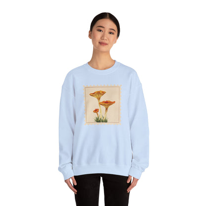 Vintage Floral Crewneck Sweatshirt, Cozy Fall Wear, Unisex Gift, Mushroom Art Apparel, Nature Lover Outfit, Comfy Mushroom Crewneck, Vintage Style