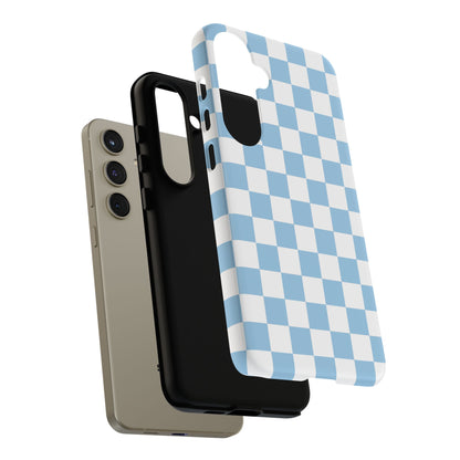 Blue Checkered Phone Case, Tough Phone Cover, Stylish Mobile Protector, Unique Gift for Him/Her, Trendy Accessories for Holidays