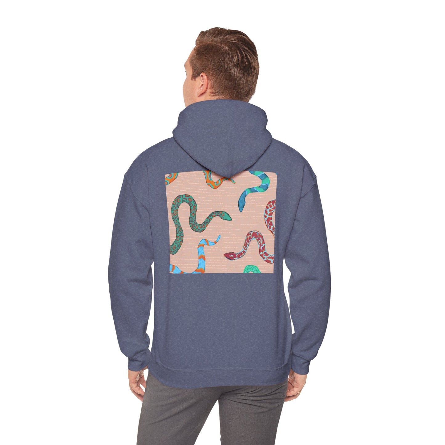 Vibrant Unisex Hoodie with Zen Frog and Snake Design, Cool Gift for Nature Lovers, Casual Wear for All Occasions, Gift for Her, Cool Hoodies