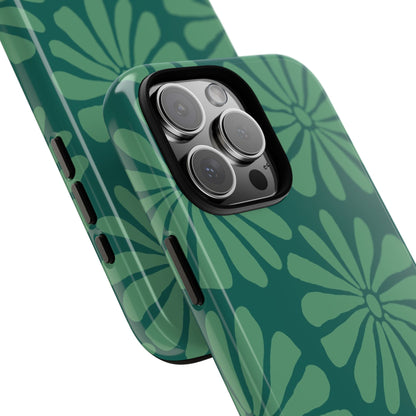 Stylish iPhone Case, Floral Phone Cover, Tough Phone Cases, Green Daisy Design, Unique Gift for Her, Spring Accessories