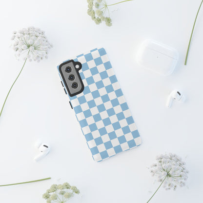 Blue Checkered Phone Case, Tough Phone Cover, Stylish Mobile Protector, Unique Gift for Him/Her, Trendy Accessories for Holidays