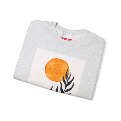 Bohemian Sun & Leaf Crewneck Sweatshirt, Cozy Unisex Sweatshirt, Nature-Inspired Apparel, Fall Fashion, Gift for Nature Lovers