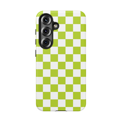 Lively Checker Pattern Phone Case | Tough Cases, Green Checkered Design, Unique Cell Phone Cover, Trendy Accessory, Gift Idea