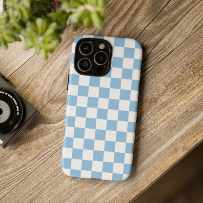 Blue Checkered Phone Case, Tough Phone Cover, Stylish Mobile Protector, Unique Gift for Him/Her, Trendy Accessories for Holidays