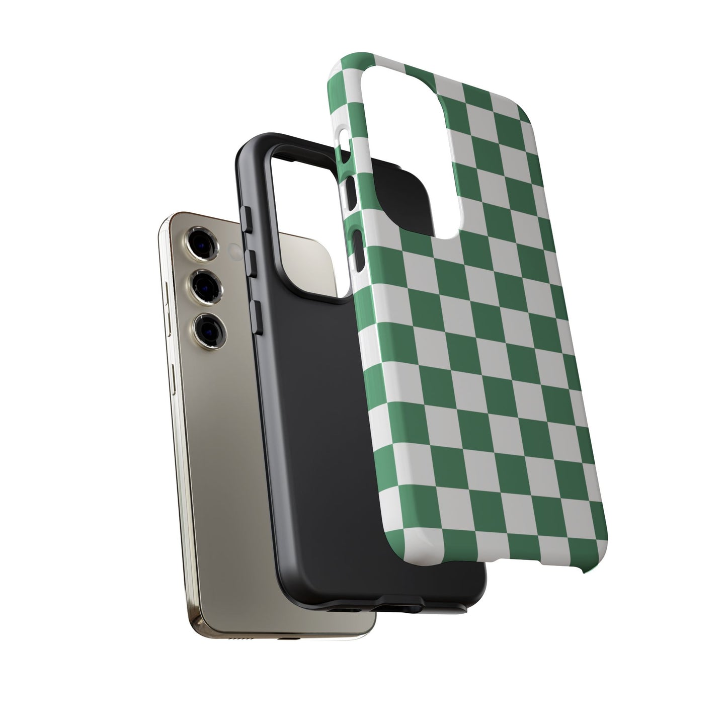 Stylish Phone Case - Green Checker Print, Trendy Phone Cover, Unique Gift, Modern Accessories, Eco-Friendly Case