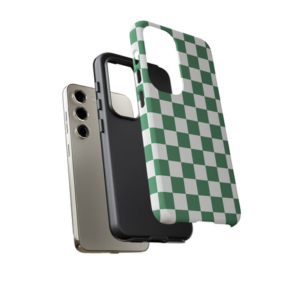 Stylish Phone Case - Green Checker Print, Trendy Phone Cover, Unique Gift, Modern Accessories, Eco-Friendly Case