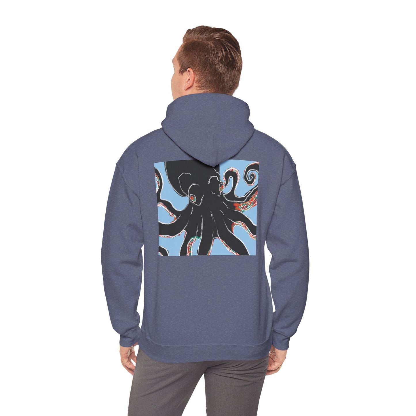 Zen Frog Octopus Unisex Heavy Blend Hooded Sweatshirt, Cozy Graphic Hoodie, Gift for Ocean Lovers, Unique Casual Wear, Relaxed Style