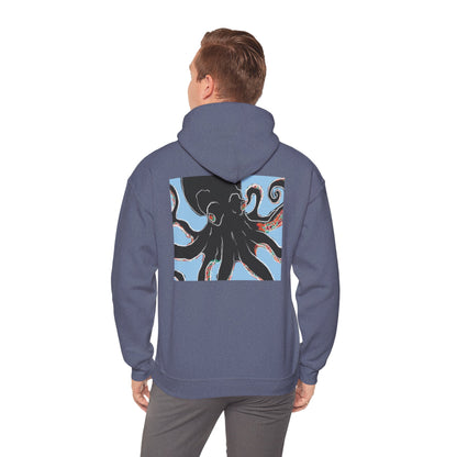 Zen Frog Octopus Unisex Heavy Blend Hooded Sweatshirt, Cozy Graphic Hoodie, Gift for Ocean Lovers, Unique Casual Wear, Relaxed Style