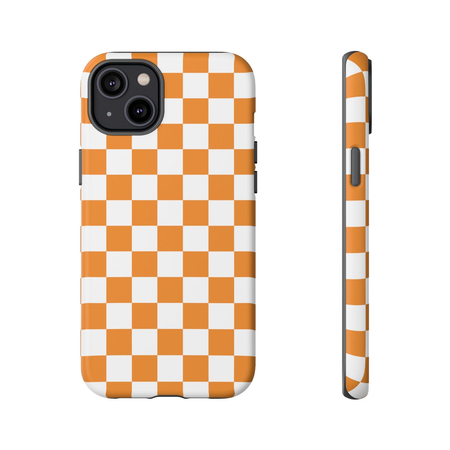 Orange Checkerboard Phone Case, Stylish Tough Cases for Protection, Gift for Friends, Trendy Cell Phone Accessories, Statement Tech Gear