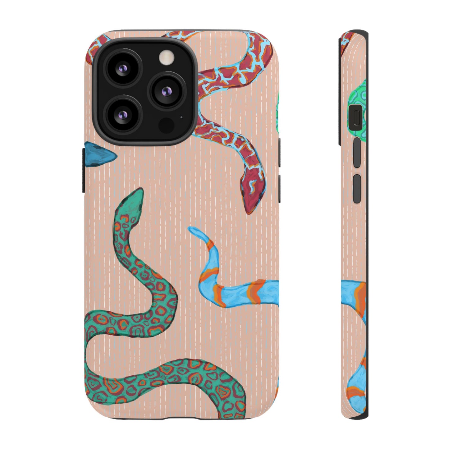 Colorful Snake Phone Case, Tough Phone Case, Unique Phone Cover, Animal Print Case, Gifts for Her, Trendy Accessories
