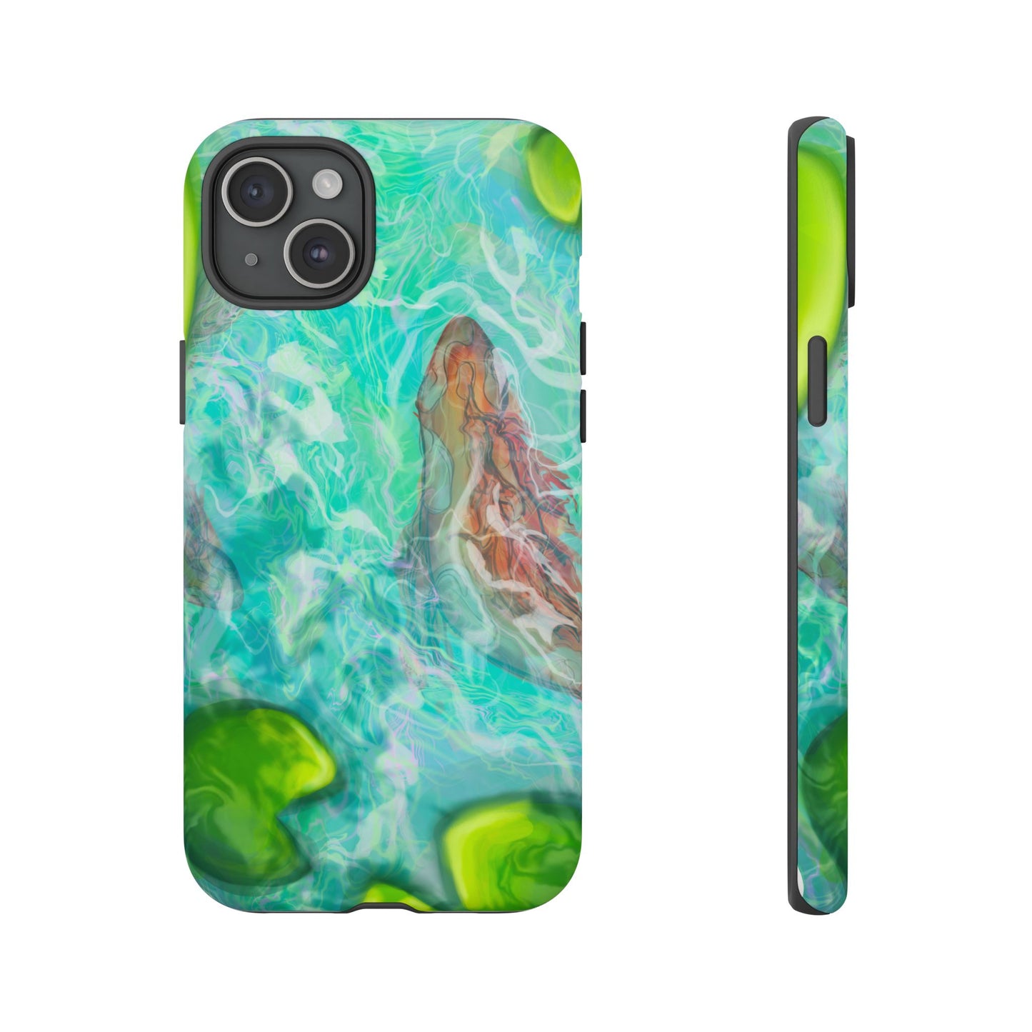 Watercolor Phone Case, Nature Lover Gift, Tough Phone Cover, Phone Accessory, Unique Design for Spring/Summer, Lily Pad, Fish Pond