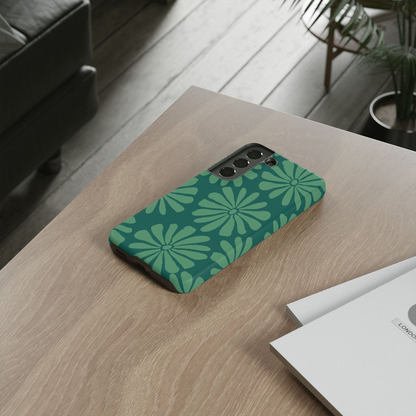 Stylish iPhone Case, Floral Phone Cover, Tough Phone Cases, Green Daisy Design, Unique Gift for Her, Spring Accessories
