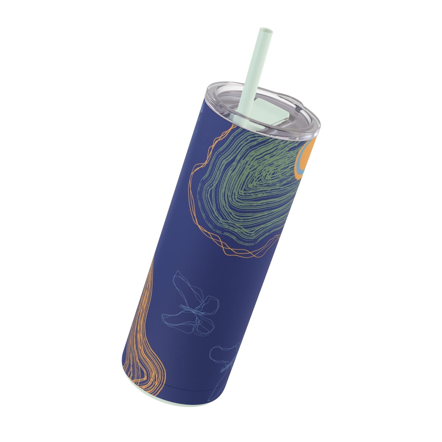 Boho Abstract Art Tumbler, 20oz Skinny Travel Mug, Stylish Drinkware for Camping, Gifts for Her, Home Decor