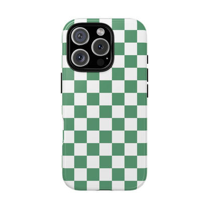 Stylish Phone Case - Green Checker Print, Trendy Phone Cover, Unique Gift, Modern Accessories, Eco-Friendly Case