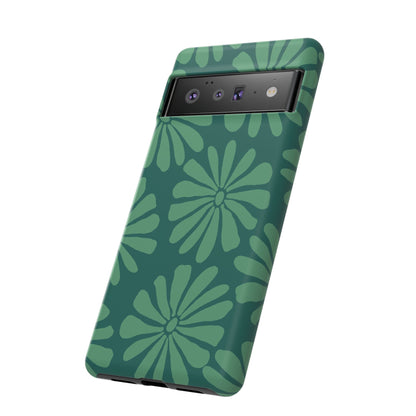Stylish iPhone Case, Floral Phone Cover, Tough Phone Cases, Green Daisy Design, Unique Gift for Her, Spring Accessories