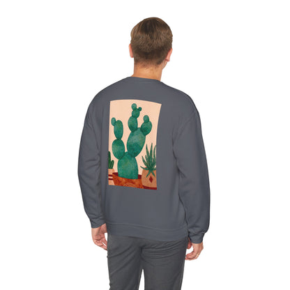 Cactus Art Crewneck Sweatshirt - Cozy unisex pullover, perfect for plant lovers, everyday wear, gifts for him/her, and casual outings