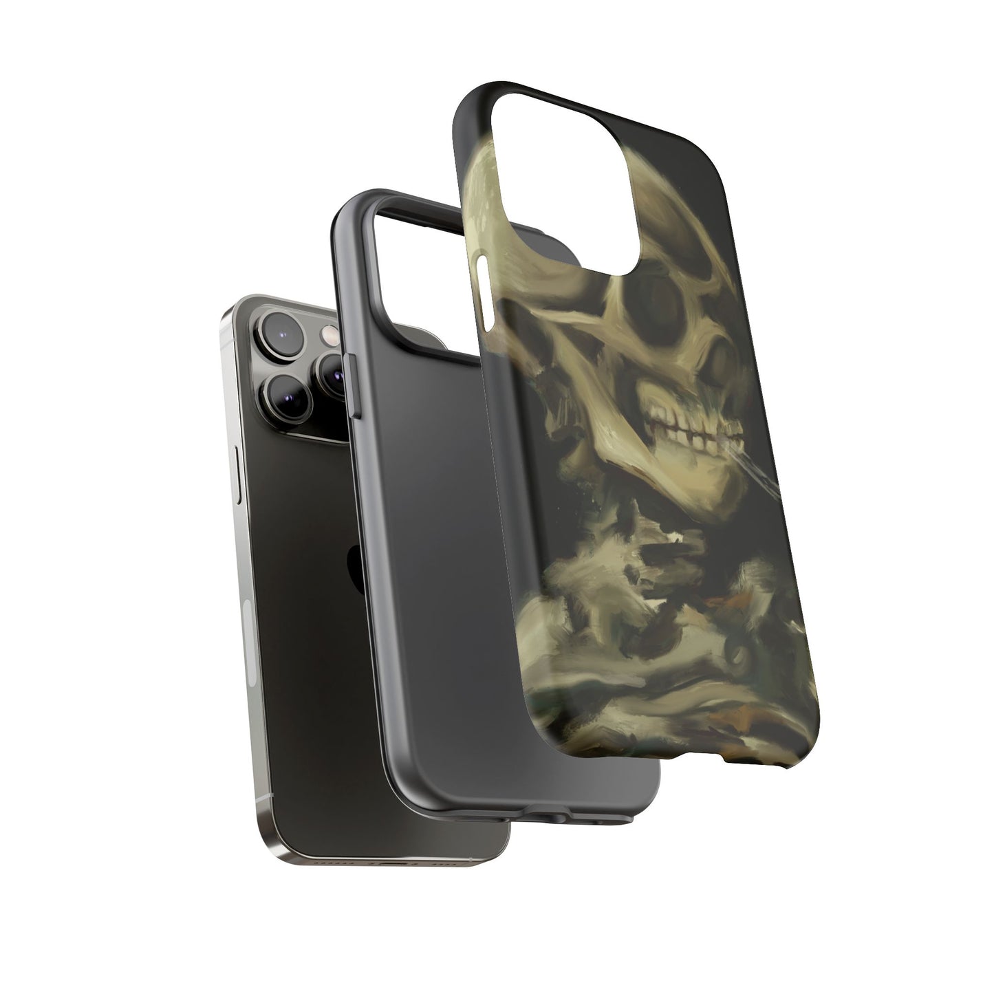 Skull Phone Case - Tough Cases, Macabre Style, Unique Accessories, Perfect for Halloween, Gothic Decor, Edgy Gift Idea | Van Gogh Reimagined, Abstract Twist on  Van Gogh's Skeleton with Burning Cigarette