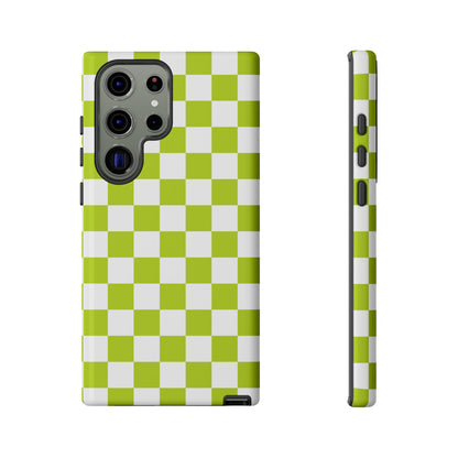 Lively Checker Pattern Phone Case | Tough Cases, Green Checkered Design, Unique Cell Phone Cover, Trendy Accessory, Gift Idea