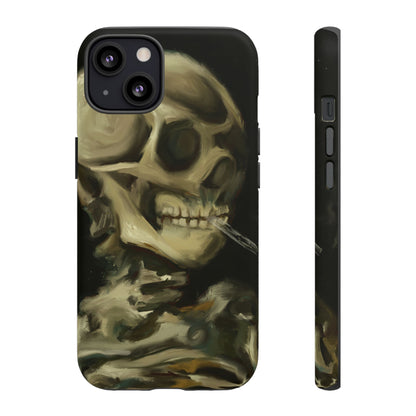 Skull Phone Case - Tough Cases, Macabre Style, Unique Accessories, Perfect for Halloween, Gothic Decor, Edgy Gift Idea | Van Gogh Reimagined, Abstract Twist on  Van Gogh's Skeleton with Burning Cigarette