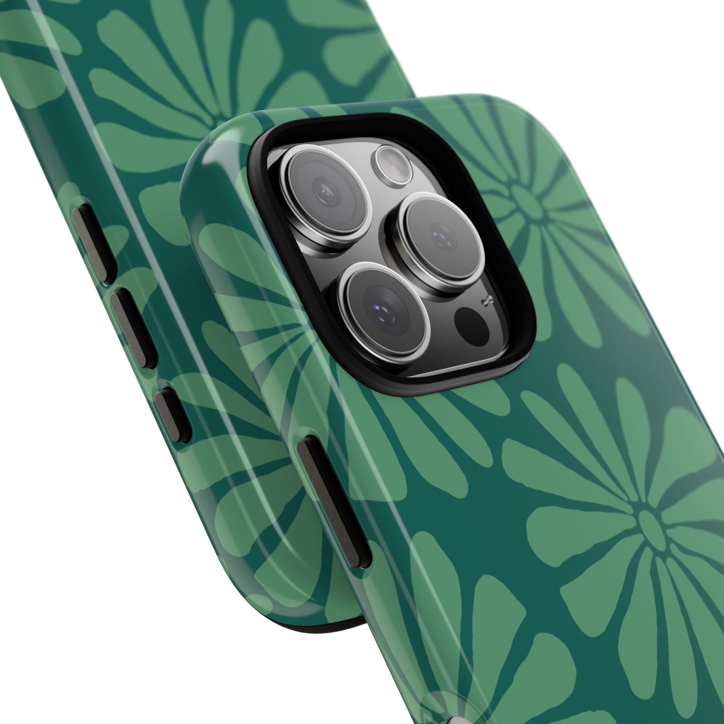 Stylish iPhone Case, Floral Phone Cover, Tough Phone Cases, Green Daisy Design, Unique Gift for Her, Spring Accessories