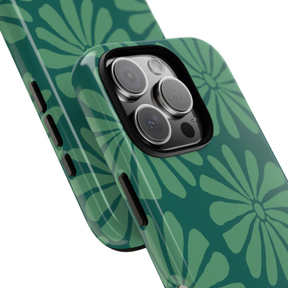 Stylish iPhone Case, Floral Phone Cover, Tough Phone Cases, Green Daisy Design, Unique Gift for Her, Spring Accessories