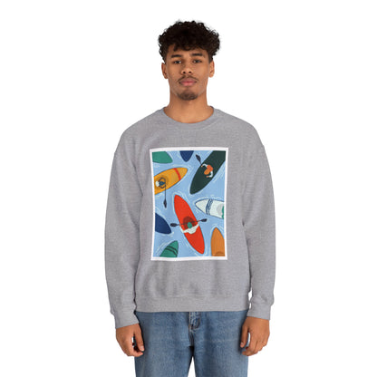 Colorful Kayak Print Crewneck Sweatshirt, Cozy Unisex Pullover, Perfect for Outdoor Lovers, Kayaking Gift, Summer Vibes, Artsy Crewneck, Comfy Pullover, Funky, Quirky Art