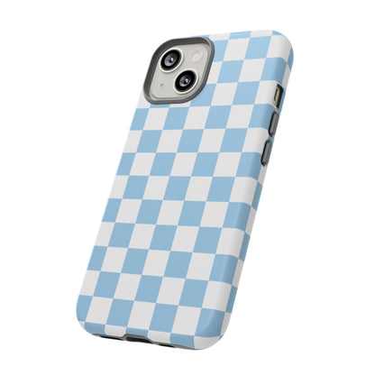 Blue Checkered Phone Case, Tough Phone Cover, Stylish Mobile Protector, Unique Gift for Him/Her, Trendy Accessories for Holidays